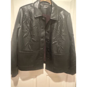 Chico's Black Faux Leather Jacket Size 1.5